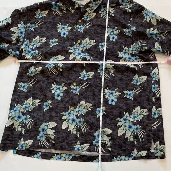 Tommy Bahama Silk Floral Tropical Hawaiian Button Down Short Sleeve Shirt, XL - Picture 9 of 11